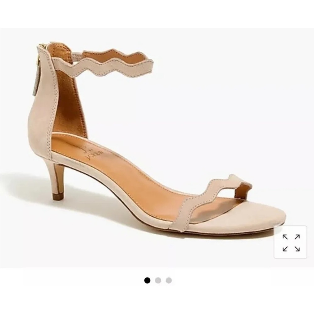 J Crew Factory Women’s Strappy Scalloped Suede Kitten Heels Dusty Ginger Size 7M